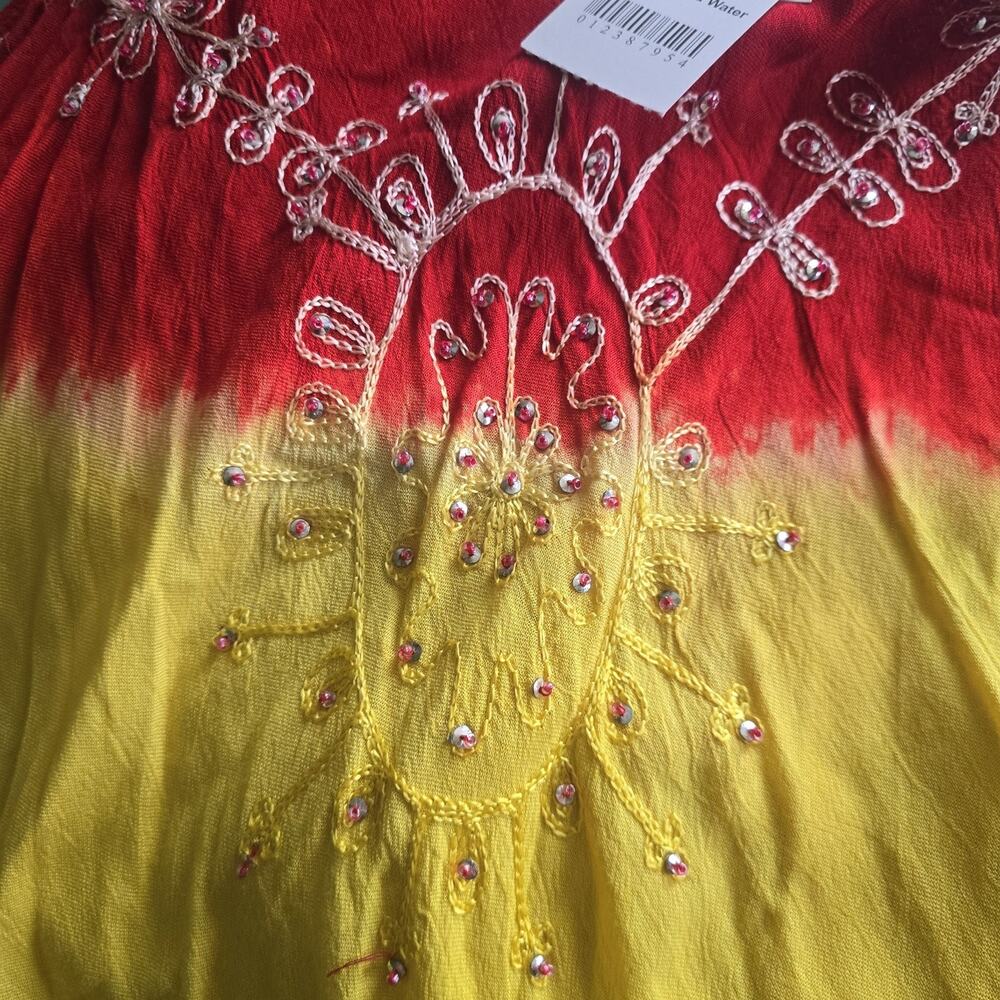 Island style Tye Dye two toned One size fits most dress with added embroidery - Picture 4 of 4